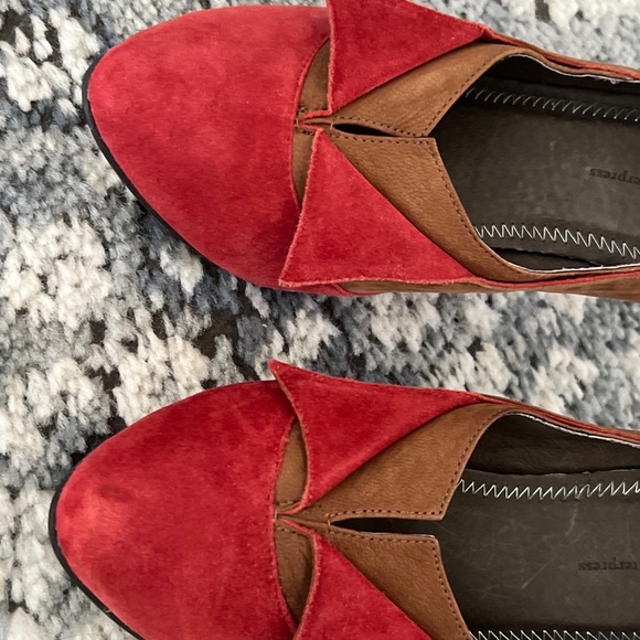 Pilcro Anthropologie Suede Heels Folded design brown red pumps shoes retro look - Picture 2 of 8